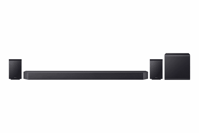 Samsung HW-Q995GF Q-Series 11.1.4-Kanal-Soundbar für Fernseher, Kabelloser 8"-Dual-Subwoofer, 4.0.2-Kanal-Rücklautsprecher, Kabelloses Dolby Atmos und DTS:X, SpaceFit Sound Pro, Q-Symphony Modell 2025 Angebot bei HelloDeals