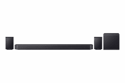 Samsung HW-Q995GF Q-Series 11.1.4-Kanal-Soundbar für Fernseher, Kabelloser 8"-Dual-Subwoofer, 4.0.2-Kanal-Rücklautsprecher, Kabelloses Dolby Atmos und DTS:X, SpaceFit Sound Pro, Q-Symphony Modell 2025 Angebot bei HelloDeals