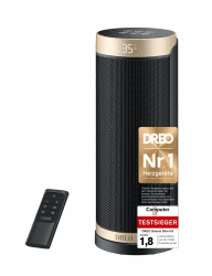 Dreo Heizlüfter Energiesparend, PTC Keramik Heizlüfte Leise, 70° Oszillierend Elektroheizung mit Fernbedienung, 12-Std-Timer, 3 Modus 3 Geschwindigkeit, Überhitzungs-Kippschutz, Solaris Slim H3 Standard Gold Angebot bei HelloDeals