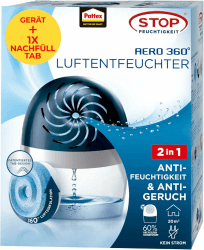 Pattex AERO 360º Luftentfeuchter, ultra-absorbierender Raumentfeuchter, hilft Kondenswasser, Schimmel- und Modergeruch zu vermeiden, nachfüllbarer Raumluftentfeuchter, 1 Gerät inkl. 1 Nachfülltab 450g Blau 1 Gerät inkl. 1 Nachfülltab Neutral Angebot bei HelloDeals