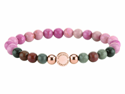 LIEBESKIND BERLIN Damen Beads Armband – Armschmuck aus Edelstahl und Halbedelsteinen - Schmuckstück und Talisman zugleich – elastisch, handgefertigt, modisch, vielseitig kombinierbar Roségold / Seestein / Rhodonite Angebot bei HelloDeals