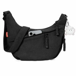 Captain Blues Umhängetasche Damen Crossbody Bag Cord Tasche Halbmond Tasche Damen, Verstellbare Schultertasche mit Reißverschluss und Baumwollfutter, Ideal für Arbeit, Reisen und Uni Schwarz Angebot bei HelloDeals