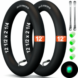 2X 12 Zoll Schlauch für Kinderfahrrad, Kinderwagen, Laufrad & Roller | für 12 1/2x2 1/4 (57-203), 12x1.75 (47-203), 12x2.10 (54-203) | mit AV 90° + 4 Leucht-Ventilkappen 12 1/2x2 1/4 (57-203) 90° AV 2 pack Angebot bei HelloDeals