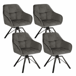 WOLTU Esszimmerstuhl drehbar 4er Set, Küchenstuhl, Polsterstuhl, Drehstuhl, bequemer Stuhl mit Armlehnen Rückenlehne, Armlehnenstuhl für Esszimmer Wohnzimmer, mit Samtbezug, Dunkelgrau Dunkelgrau 4er Set Angebot bei HelloDeals