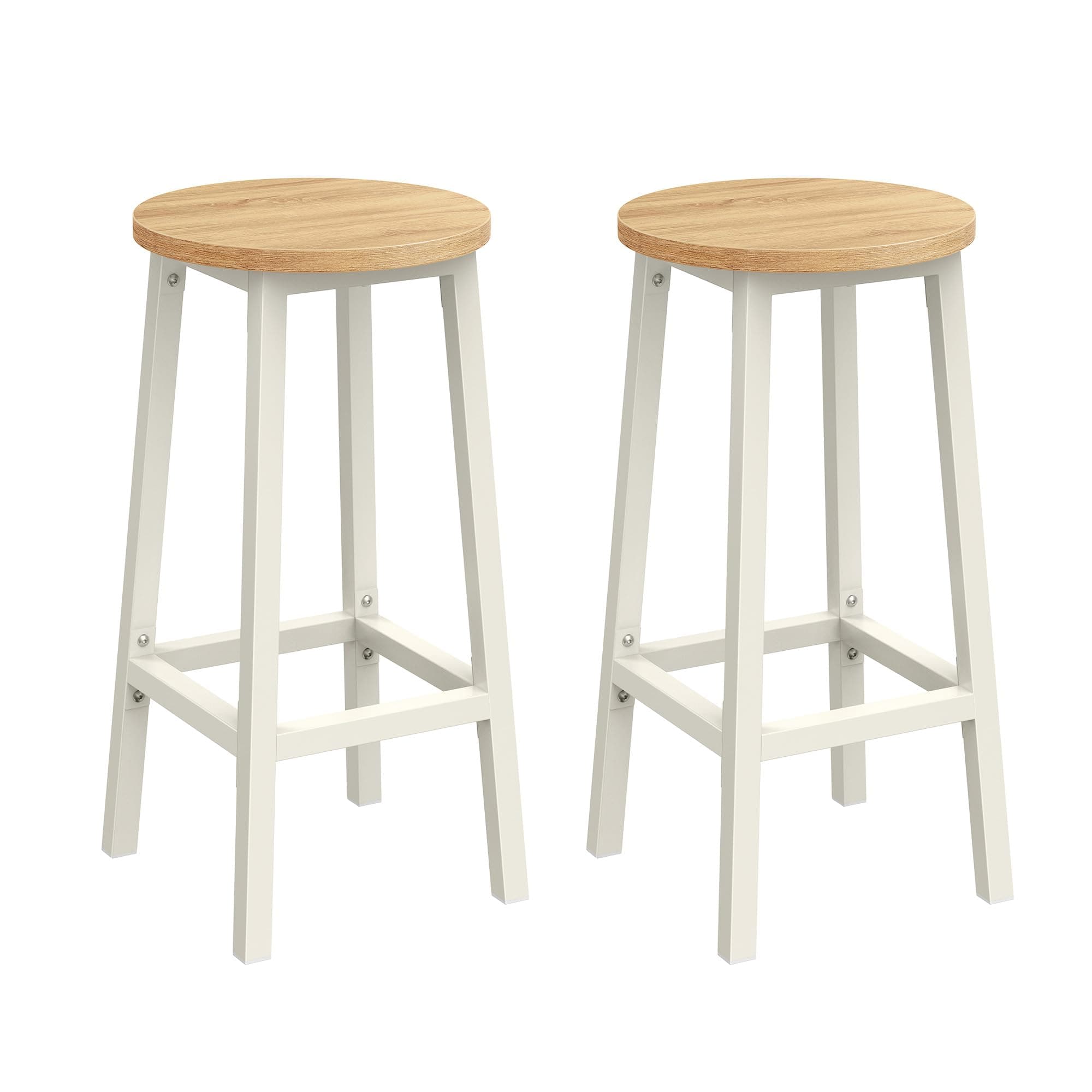 VASAGLE Barhocker, 2er Set, Barstühle, Küchenstühle mit Metallgestell, einfache Montage, 65 cm hoch, mit Fußstütze, für Küche, Wohnzimmer, Esszimmer, eichenbeige-weiß LBC032W09 62 cm H Eichenbeige + Weiß Angebot bei HelloDeals