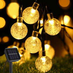 Solar Lichterkette Aussen, 8M 40 LED Solar 8 Modi Kristall Kugeln Wasserdicht IP65 Outdoor Solarlichterkette für Garten, Terrasse, Balkon, Hochzeit 40 LED Warmweiß Angebot bei HelloDeals