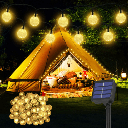Solar Lichterkette Aussen Wetterfest, 60 LED 13,2M 43,3Ft 8 Modi IP65 Outdoor Lichterkette Solar aussen Wetterfest Lampions für Balkon Terassen Garten Bäume Weihnachtsdekoration Festival(warmweiß) Warmweiß 60LED 10,2+3M Angebot bei HelloDeals