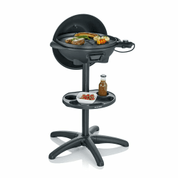 SEVERIN Barbecue-/Standgrill mit Haube, Elektrogrill mit Thermostat, Grillplatte mit keramischer Beschichtung, 2.000W, Grillfläche Ø 41 cm, Matt Schwarz, PG 8541 mit Haube, 2.000W Angebot bei HelloDeals