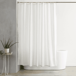 Amazon Basics Duschvorhang, Wasser- und schimmelresistenter Stoff, Badezimmervorhang mit Ösen und Haken, maschinenwaschbar, 180 x 200 cm, Weiß H200 x B180 cm (1er Pack) Weiß Angebot bei HelloDeals