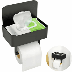 Toilettenpapierhalter mit Feuchttücherbox, Gypie Toilettenpapierhalter Ohne Bohren, Klopapierhalter Schwarz, 304 Edelstahl Klorollenhalter, Wc Papier Halterung für Badezimmer, Selbstklebend or Bohren Schwarz Mit Feuchttücherbox Angebot bei HelloDeals