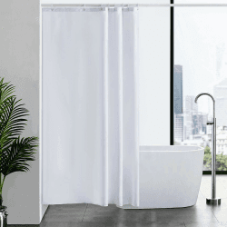 Furlinic Duschvorhang Textil Anti-schimmel Wasserdicht Waschbar Badvorhang aus Polyester Stoff Weiß 120x200cm mit 8 Duschvorhangringen. H200 x B120 cm (1er Pack) Weiß Angebot bei HelloDeals
