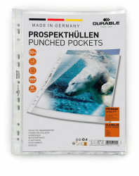 Durable Prospekthüllen A4 (Klarsichtfolien Premium, 0,08mm) Made in Germany, A4 Klarsichthüllen, 50 Stück, glasklar, 267719 Angebot bei HelloDeals