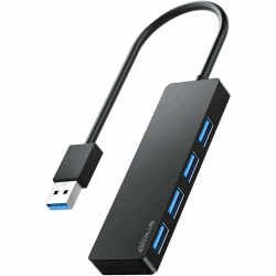 USB Hub 3.0, 4 Port USB-Hubs, tragbarer USB Splitter Mini USB Verteiler für Desktop, Laptop, Xbox, Flash Drive, HDD, Konsole, Drucker, PC, Tastaturen, HP, Dell 25 cm Schwarz-Kunststoff Angebot bei HelloDeals
