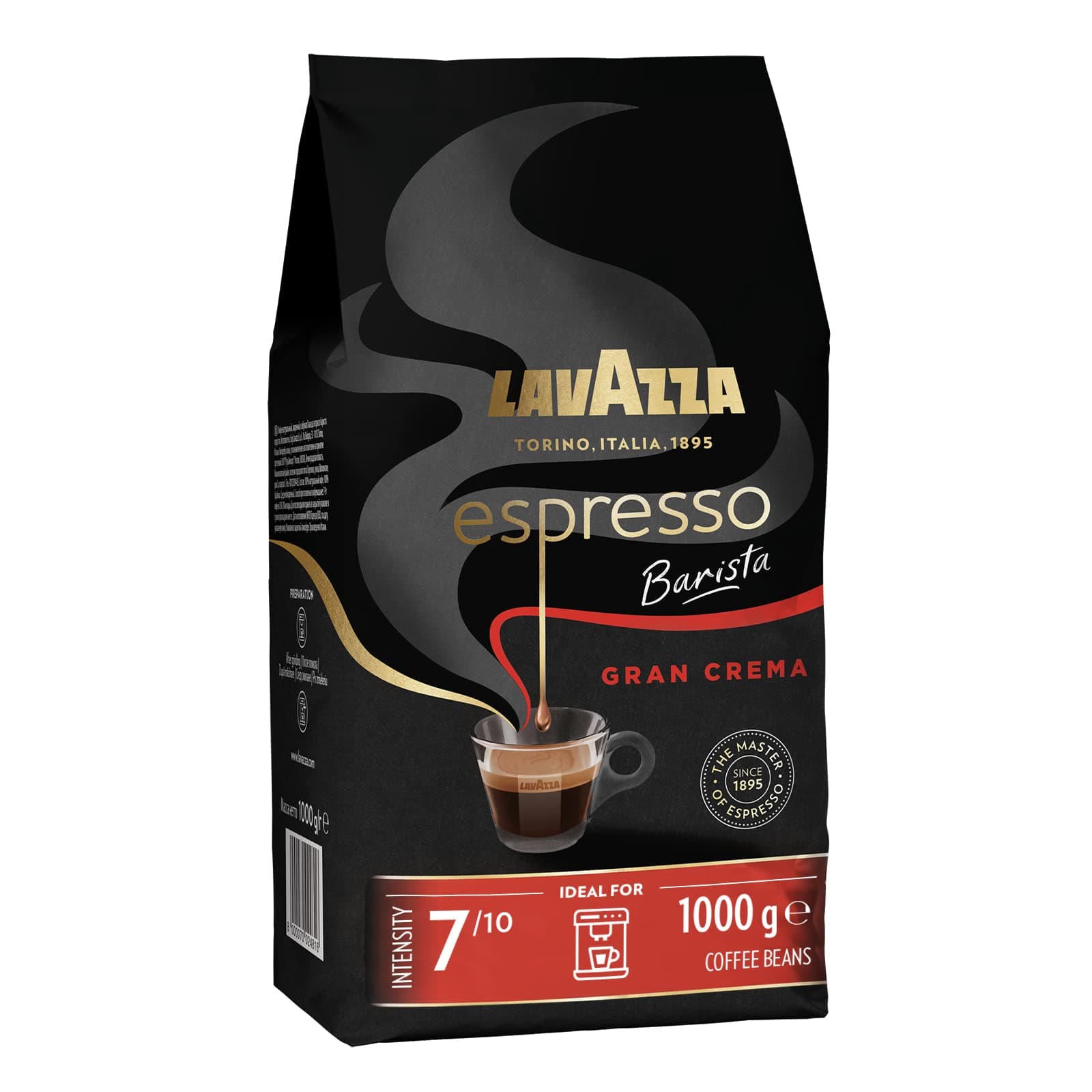 Lavazza, Espresso Barista Gran Crema, Kaffeebohnen, Trommelgeröstete Barista Kaffeebohnen, mit Aromanoten von Trockenfrüchten, Arabica und Robusta, Intensität 7/10, Leichte Röstung, 1 kg Packung Geschmacklos 1 kg (1er Pack) Angebot bei HelloDeals