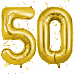 OFFCUP Zahlen Luftballon Gold, Folienballon Zahl 50, 40 Zoll Helium Ballons Geburtstagsdeko Mädchen Junge Kindergeburtstag Party Deko Ballon Zahl Deko zum Geburtstag Silvester Deko Neujahr Deko Gold 50/05 Angebot bei HelloDeals