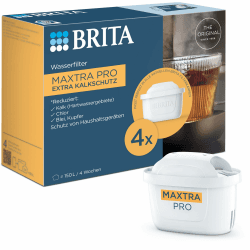 BRITA Wasserfilter Kartuschen MAXTRA PRO Extra Kalkschutz (4er Pack) – Original Ersatz-Wasserfilter für alle Filterkannen, filtert Kalk, ultimativer Geräteschutz – Der Spezialist für Heißgetränke Angebot bei HelloDeals