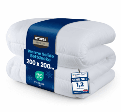 Utopia Bedding Bettdecke 200 x 200 cm, Ganzjahresdecke 370 GSM Füllung, atmungsaktive Schlafdecke, Steppdecke, Super Weiche Kuschelige (Weiß) Warme Bettdecke – 200x200 cm Weiß Angebot bei HelloDeals