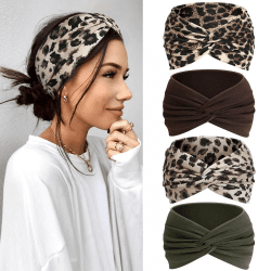 Kavya Haarband Damen Stirnband Damen 4er Pack – 7'' Extra Breit Haarbänder Dünn, Elastische Kopftuch Weiche Boho Mehrfarbig Headband, für Yoga, Kosmetik, Sport & Haarschmuck Sommer braun Angebot bei HelloDeals