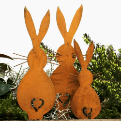 Storm's Gartenzaubereien Gartenstecker - Osterhasen 3er Set 2 große Hasen und 1 Kleiner Hase für die Osterdekoration Angebot bei HelloDeals