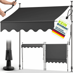tillvex Klemmmarkise mit Handkurbel Balkon | Balkonmarkise ohne Bohren | Markise UV-beständig & höhenverstellbar | Sonnenschutz Terrasse & Garten wasserdicht (Anthrazit, 250cm) 250cm Anthrazit Angebot bei HelloDeals