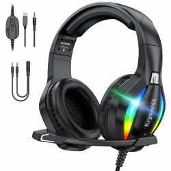 PG1 RGB Gaming Headset für PS4, PS5, PC, Xbox,Switch, Kabel Gaming Kopfhörer mit LED Licht, Over Ear Computer Headset mit Noise Cancelling Mikrofon und 3,5 mm Klinke,Tief schwarz Angebot bei HelloDeals