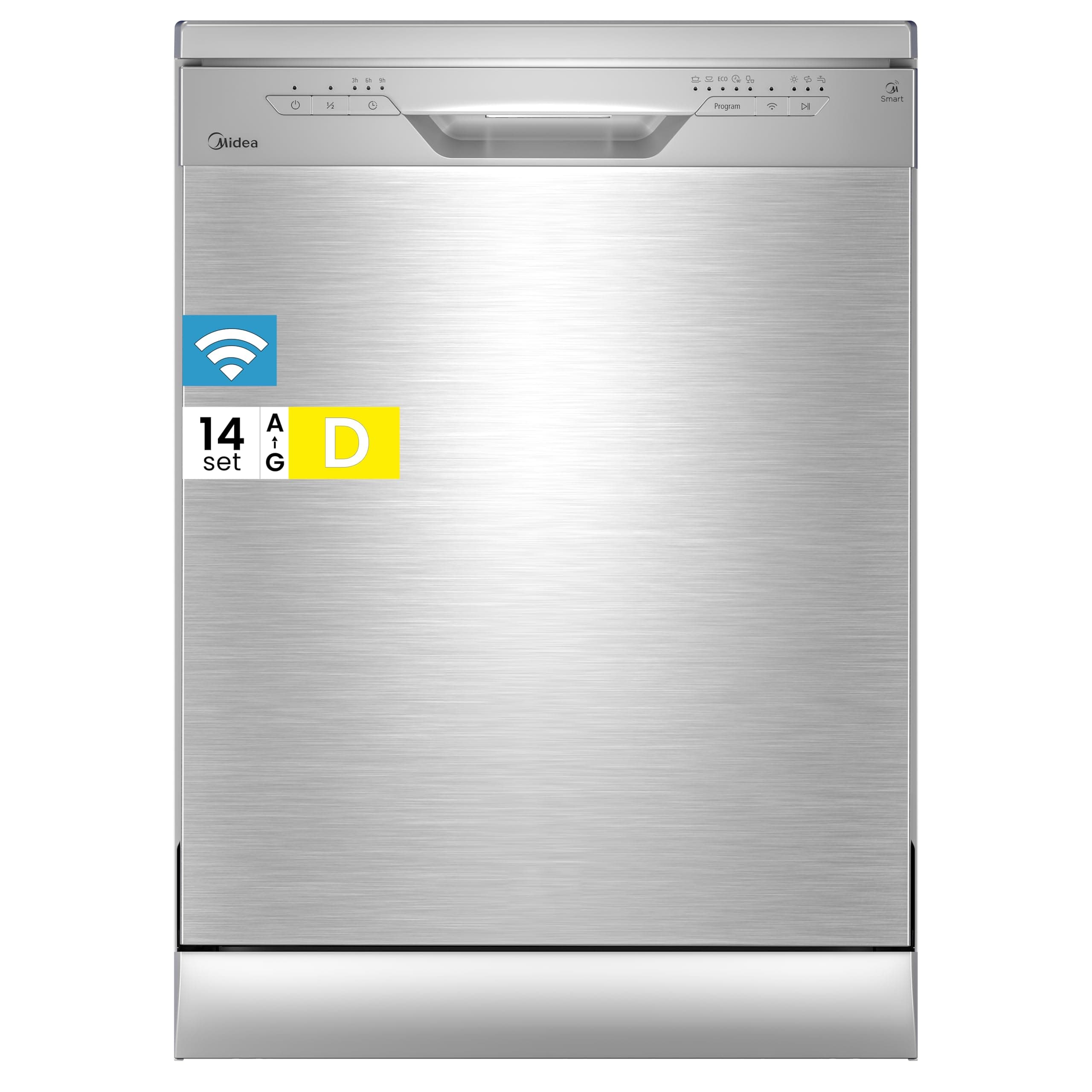 Midea Geschirrspüler 60cm Freistehend, SF 3.60N PRO Spülmaschine mit WLAN, 14 Maßgedecke, Geschirrspüler Unterbaufähig, 5 Programme, Höhenverstellbarer Oberkorb, 47 dB, Inox 60 cm, Energieklasse E, Silber Angebot bei HelloDeals