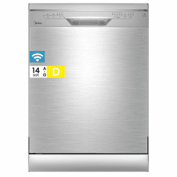 Midea Geschirrspüler 60cm Freistehend, SF 3.60N PRO Spülmaschine mit WLAN, 14 Maßgedecke, Geschirrspüler Unterbaufähig, 5 Programme, Höhenverstellbarer Oberkorb, 47 dB, Inox 60 cm, Energieklasse E, Silber Angebot bei HelloDeals