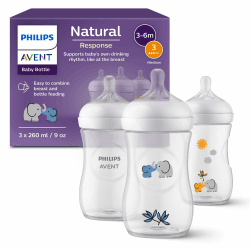 Philips Avent Natural Response Geschenkset für Babys: 3 Natural Response Babyfläschchen (260 ml) mit T3 Saugern (3-6 Monate), SCY903/63 Grau Gelb 1 stück (3er Pack) Angebot bei HelloDeals