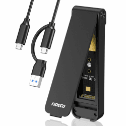 FIDECO M.2 NVMe SSD Gehäuse, USB 3.2 Gen 2 (10Gbps) M.2 NVMe USB Adapter, Sandwich-Stil-Design, Werkzeuglose Installation, Unterstützt UASP und Trim (schwarz) Angebot bei HelloDeals