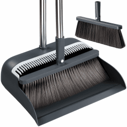CTIME Besen und Kehrschaufel Set, 132cm Verstellbarer Langer Stiel mit, Ersatzbürstenköpfe, 180 Grad Drehbar Kehrmaschine und Kehrschaufel Combo Für Büro, Küche, Flur, Boden, Garten und Mehr Angebot bei HelloDeals