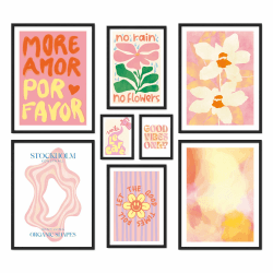 ARTFAVES® Poster Set - ABSTRACT DOPAMINE DECOR - mehrteilige Wanddeko Wohnzimmer & Schlafzimmer - 8 moderne Wandbilder dopamin decor, sommer, frühling, bunt, abstrakt, kunst, rosa - ohne Bilderrahmen ABSTRACT DOPAMINE DECOR ohne Rahmen Angebot bei HelloDeals