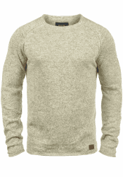 Blend BHDan Herren Strickpullover Feinstrick Pullover mit Rundhalsausschnitt Baumwollmischung Label-Patch Regular fit Bone White (70016) XL Angebot bei HelloDeals