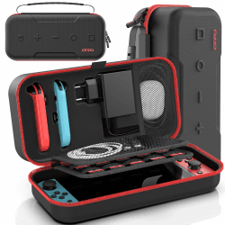 OIVO Switch Tasche für Nintendo Switch/OLED-Modell, große Tragetasche für Joycon und EU Netzteil, Harte Hülle mit Aufbewahrung für 20 Spiele & Zubehör, Rot Nintendo Switch/OLED Rot Angebot bei HelloDeals