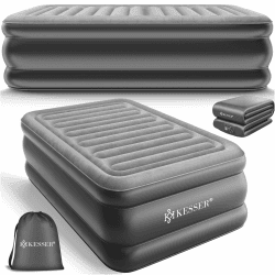 KESSER® Aufblasbare Matratze Luftbett Selbstaufblasend Gästebett mit eingebauter elektrischer Pumpe, Luftmatratze für Camping oder Heimgebrauch Mit Tasche, geeignet für 1 Person - 203 x 95 x 51cm Einzel Grau / Anthrazit Angebot bei HelloDeals