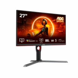 AOC Gaming Q27G3XMN - 27 Zoll QHD Monitor, 180 Hz, FreeSync Prem. Pro., HDR1000 (2560x1440, 1 ms GtG, HDMI, Display Port) schwarz-rot 27" QHD Fast VA 180Hz Keine Lautsprecher + Höhenverstellbar FreeSync Premium Angebot bei HelloDeals