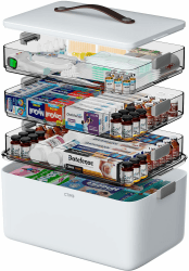 CTIME 4 - lagige Medikamentenbox – Tragbarer Organizer mit Ledergriff, leerer Aufbewahrungskoffer für Haushalt, Hobby, Nähzubehör & Bastelbedarf Extra 4 -Tier Angebot bei HelloDeals