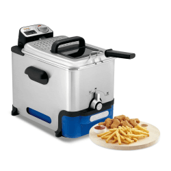 Tefal Oleoclean Pro Fritteuse 3,5L für knusprige Pommes, 2300W Edelstahl Friteuse mit Öl-Filterung, Herausnehmbarer Ölbehälter 1,2kg, Timer & Thermostat, Spülmaschinenfest, Schwarz/Edelstahl Blau Angebot bei HelloDeals