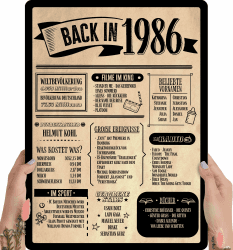 40 Geburtstag, Alte Zeitung Holzbild - Back in 1986 Vintage - personalisierbar zum Hinstellen/Aufhängen opt. beleuchtet, 40ter Geburtstag, 40 Geburtstag Frau & Mann, Jahr 1986 - persönliches Geschenk 40 Geburtstag - 1986 Angebot bei HelloDeals