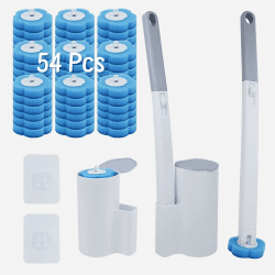 Einweg Toilettenbürste, 2Pcs Set Klobürste Wandmontage mit 54 Stück WC Reiniger Nachfüllungen, Schwämme als WC Schaumreiniger & 2 Klobürstenhalter, WC Bürste Bürstengarnitur Blau (Ocean Fresh Duft) 2Pcs Set Klobürste Wandmontage+54 Pcs Einweg Toilettenbür Angebot bei HelloDeals