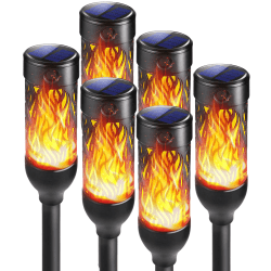 Solarlampen für Außen Garten, 6 Stück Solar Fackeln mit Realistischer Flammeneffekt, IP65 Wasserdicht Gartenfackeln Solarleuchten für Außen, Hinterhöfe, Gärten, Rasen Beleuchtung 6 Stück - Verschiedene Muster Angebot bei HelloDeals