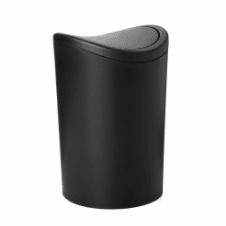 TATAY Badezimmer Mülleimer mit Schwingdeckel 6L | Kompaktes und Modernes Design | Robustes Kunststoffmaterial und Leicht zu Reinigen | 19 x 19 x 28 cm – Schwarz Schwarz 6L Angebot bei HelloDeals