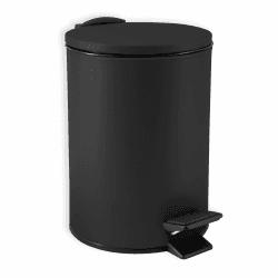 Spirella Kosmetikeimer 3L Schwarz Edelstahl mit Absenkautomatik, Anti-Fingerabdruck, Softclose, großem Fußpedal, leicht zu reinigen – Elegantes Design für Bad oder Küche, Maße 25x16,8x16,8 cm, Swartz Black 3L Angebot bei HelloDeals
