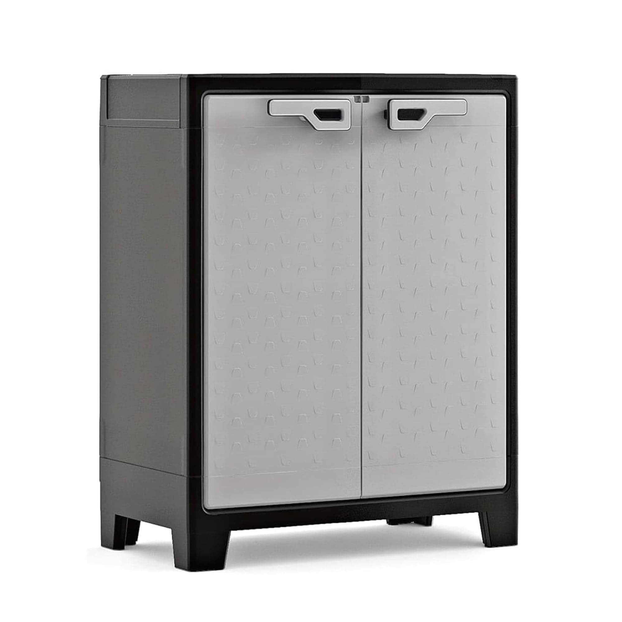 Keter Titan Kunststoffschrank, niedrig, grau, 80 x 44 x 100 cm, inkl. 2 Einlegeböden mit je 30kg Tragkraft (TÜV zertifiziert), für drinnen und draußen, wasserdicht, aus 70% recycelten Materialien Universalschrank Angebot bei HelloDeals