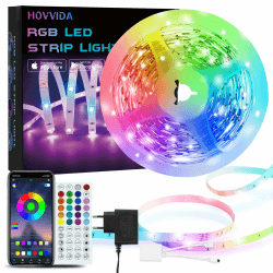 HOVVIDA LED Strip 5M, 30 LEDs/Meter, 1x5M, 150 LED, RGB LED Streifen, APP und Fernbedienung, Musikmodus, Timing-Modus, LED für Zimmer, Wohnzimmer, Küche, Schlafzimmer, Bar, Party 5M-Bluetooth Angebot bei HelloDeals