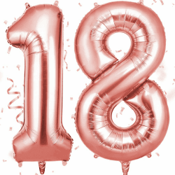 OFFCUP Zahlen Luftballon 18 Geburtstag Roségold, Folienballon Zahl 18, 40 Zoll Helium Ballons Riesen 101cm Geburtstag Mädchen Junge PartyDeko Ballon Zahl Deko zum Jubiläum Neujahr Hochzeit Roségold 18/81 Angebot bei HelloDeals