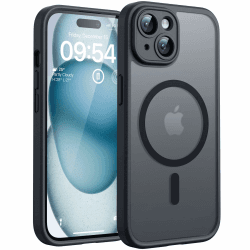 TOCOL für iPhone 15 Hülle für MagSafe, Vollständiger Kameraschutz, Eingebauter Magnetring, Stoßfest Kratzfest Transluzente Matt Handyhülle für iPhone 15 Case 6,1 Zoll, Schwarz iPhone 15 Schwarz Angebot bei HelloDeals