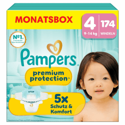 Pampers Premium Protection Größe 4, 174 Windeln, 9kg-14kg, unser Nr. 1 Haut- und Auslaufschutz Größe 4 (174 Stück) Angebot bei HelloDeals