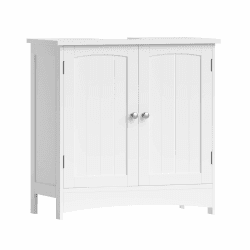 VASAGLE Waschbeckenunterschrank, Unterschrank, Badezimmerschrank, 30 x 60 x 60 cm, 2 Türen, Badschrank, höhenverstellbare Ablage, weiß BBC01WT Weiß Verstecktes Fach Angebot bei HelloDeals