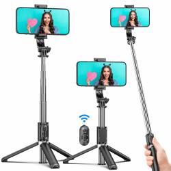 Selfie Stick Stativ, 360°Rotation 4 in 1 Selfiestick mit Fernbedienung Handy Selfie-Stange und Tragbar Monopod Handyhalter für iPhone 17/16/15/14/13 Pro/XS Max/XS/X/8/7, Samsung Smartphones Angebot bei HelloDeals