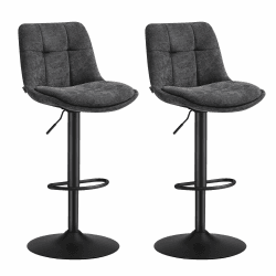 VASAGLE Barhocker 2er Set, Barstühle höhenverstellbar, drehbare Küchenhocker, mit Rückenlehne und Fußstütze, Esszimmer, Theke, Stahl, schiefergrau LJB195G02 Schiefergrau Flanell Angebot bei HelloDeals